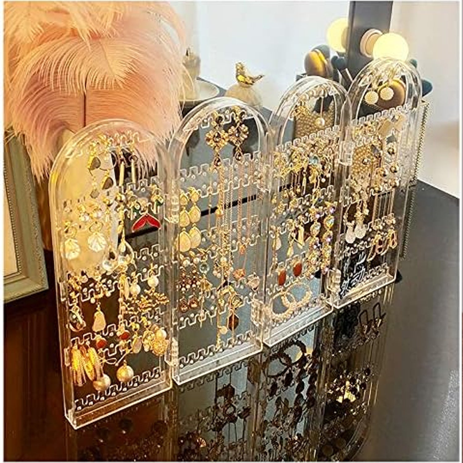 4 Folding Storage Hanger Acrylic Earring Screen Holder Display Stand Clear (1 Set) 4 Folding Storage Hanger Acrylic Earring Screen Holder Display Stand Clear (1 Set)